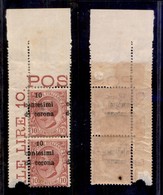 OCCUPAZIONI - TRENTO E TRIESTE - 1919 - 10 Cent Su 10 (4uaf) - Coppia Angolare Con Soprastampe In Alto (fk - Non Catalog - Sonstige & Ohne Zuordnung