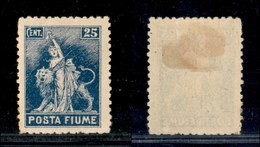 OCCUPAZIONI - FIUME - 1919 - 25 Cent Non Emesso (57) Dentellato 10 1/2 - Gomma Originale (2.750) - Autres & Non Classés