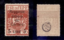 OCCUPAZIONI - FIUME - 1920 - 5 Lire Su 10 Cent (145) - Gomma Originale (300) - Autres & Non Classés