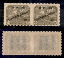 OCCUPAZIONI - FIUME - 1922 - Costituente Fiumana (183t) - Coppia Non Dentellata Al Centro - Gomma Originale (380) - Sonstige & Ohne Zuordnung