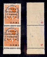 OCCUPAZIONI - ZONA FIUMANO KUPA - 1942 - 50 Para ONMI (39 - Azzurro) - Coppia Bordo Foglio - Gomma Integra - Lievi Abras - Autres & Non Classés