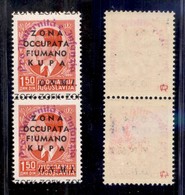 OCCUPAZIONI - ZONA FIUMANO KUPA - 1942 - 1,50 Din ONMI (41 - Violetto) - Coppia Verticale - Gomma Integra Con Le Consuet - Sonstige & Ohne Zuordnung