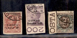 OCCUPAZIONI - CORFÙ - 1923 - Soprastampati (9/11) - Serie Completa Usata Su Frammenti (180+) - Sonstige & Ohne Zuordnung