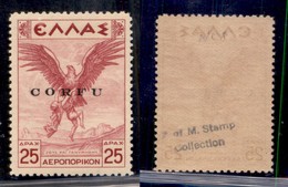 OCCUPAZIONI - CORFÙ - 1941 - 25 Dracme (9 - Aerea) - Gomma Originale (220) - Autres & Non Classés