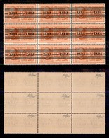 OCCUPAZIONI - ZARA  - 1943 - 2,50 Lire (4) - Blocco Di Nove - Gomma Integra - Caffaz (3.375+) - Autres & Non Classés