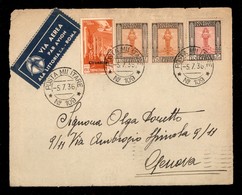 COLONIE - CIRENAICA - Posta Militare N. 109 - Frontespizio Di Aerogramma Per Genova Del 5.7.36 (2 Aerea/Cirenaica + 48 T - Sonstige & Ohne Zuordnung