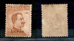 COLONIE - ISOLE DELL’EGEO-LEROS - 1921/1922 - 20 Cent Michetti (11) - Gomma Originale (260) - Sonstige & Ohne Zuordnung