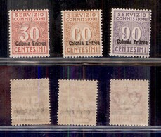 COLONIE - ERITREA - 1916 - Servizio Commissioni (1/3) - Serie Completa - Gomma Integra (400) - Autres & Non Classés