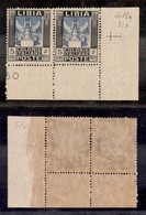 COLONIE - LIBIA - 1921 - 5 Lire (31/31x) - Coppia Angolare - Senza Filigrana Da Destra (gomma Originale) - Colla (350+) - Sonstige & Ohne Zuordnung