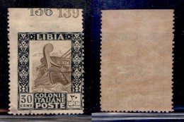 COLONIE - LIBIA - 1921 - 30 Cent (50n) Non Dentellato In Alto Con Numeri Di Tavola Sul Bordo - Gomma Originale (220+) - Autres & Non Classés