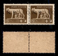 REPUBBLICA SOCIALE - 1943 - GNR Brescia - 5 Cent NR G (470/Ifaa) - Coppia Orizzontale - Gomma Originale + Gomma Integra  - Altri & Non Classificati