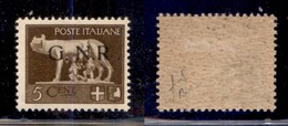 REPUBBLICA SOCIALE - 1943 - GNR Brescia - 5 Cent (470/I L) - R Accostato A N - Gomma Originale - Autres & Non Classés