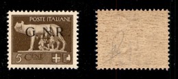 REPUBBLICA SOCIALE - 1943 - GNR Brescia - 5 Cent (470/I L) Con R Accostata A N - Gomma Integra - Cert. AG - Other & Unclassified