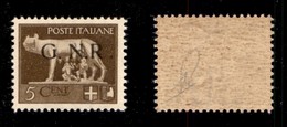 REPUBBLICA SOCIALE - 1943 - GNR Brescia - 5 Cent (470/I L) Con R Accostata A N - Gomma Integra - Cert. AG - Andere & Zonder Classificatie