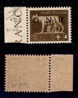 REPUBBLICA SOCIALE - 1943 - GNR Brescia - Spaziati - 5 Cent (470/A) - Gomma Integra - Fiecchi + Cert. AG (3.600) - Sonstige & Ohne Zuordnung