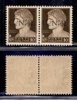 REPUBBLICA SOCIALE - 1943 - GNR Brescia - 10 Cent (471/I) In Coppia (pos. 168/169) - R + Punto Dopo N Scalpellati - Gomm - Autres & Non Classés