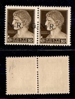 REPUBBLICA SOCIALE - 1943 - GNR Brescia - 10 Cent (471/Ie + 471/If) - Coppia Orizzontale (solo NR A Destra) - Gomma Inte - Autres & Non Classés