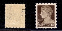 REPUBBLICA SOCIALE - 1943 - GNR Brescia - 10 Cent (471/Ic) - Solo G Al Verso - Gomma Originale - Piega Diagonale - Sirot - Sonstige & Ohne Zuordnung