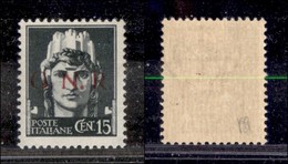 REPUBBLICA SOCIALE - 1943 - GNR Brescia - 15 Cent (472/Ipb) - Punto Grosso Dopo N - Gomma Integra (120) - Other & Unclassified