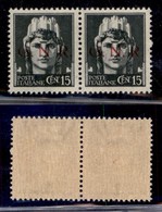 REPUBBLICA SOCIALE - 1943 - GNR Brescia - 15 Cent (472/Ioa + 472/Ipb) Coppia Con N Punto Scalpellato (praticamente Manca - Sonstige & Ohne Zuordnung