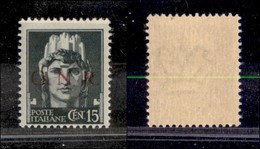 REPUBBLICA SOCIALE - 1943 - GNR Brescia - 15 Cent (472/Ipd) - Punto Piccolo Basso Dopo N - Gomma Integra (120) - Other & Unclassified