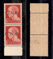 REPUBBLICA SOCIALE - 1943 - GNR Brescia - 20 Cent (473/I L + 473/I) - Coppia Verticale - R Accostato A N In Alto - Gomma - Andere & Zonder Classificatie