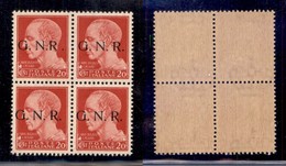 REPUBBLICA SOCIALE - 1943 - GNR Brescia - 20 Cent (472/I) In Quartina Con R Accostato A N (472/I L) In Alto A Sinistra - - Sonstige & Ohne Zuordnung