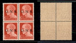 REPUBBLICA SOCIALE - 1943 - GNR Brescia - 20 Cent (473/I - Seconda Tiratura - CEI 4/I) In Quartina - Gomma Integra - Sonstige & Ohne Zuordnung