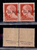 REPUBBLICA SOCIALE - 1943 - GNR Brescia - 20 Cent (473/Ia - Seconda Tiratura) - Coppia Orizzontale Con Soprastampe Obliq - Sonstige & Ohne Zuordnung