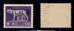 REPUBBLICA SOCIALE - 1943 - GNR Brescia - 3,70 Lire (484/I) - Gomma Integra - Cert. AG - Autres & Non Classés