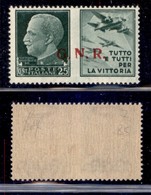 REPUBBLICA SOCIALE - 1943 - GNR Brescia - Propaganda - 25 Cent Aviazione (15/Ied Varietà) - Punto Piccolo Dopo G + N Dif - Autres & Non Classés