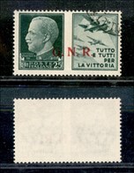 REPUBBLICA SOCIALE - 1943 - GNR Brescia - Propaganda - 25 Cent Aviazione (15/Ieh) Usato - Punto Piccolo Dopo N E R (pos. - Sonstige & Ohne Zuordnung