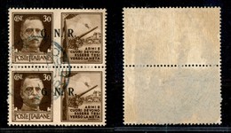 REPUBBLICA SOCIALE - 1943 - GNR Brescia - Propaganda - 30 Cent Esercito (18/ei + 18/IIed) - Coppia Usata - Punti Piccoli - Autres & Non Classés
