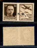 REPUBBLICA SOCIALE - 1943 - GNR Brescia - Propaganda - 30 Cent Aviazione (19/1) Con N Difettosa (pos. 21) - Gomma Integr - Autres & Non Classés