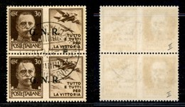 REPUBBLICA SOCIALE - 1943 - GNR Brescia - Propaganda - 30 Cent Aviazione (19/I) - Coppia Usata - Autres & Non Classés