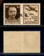 REPUBBLICA SOCIALE - 1943 - GNR Brescia - Propaganda - 30 Cent Aviazione (19/Ief) Con Punto Piccolo Dopo R (pos.9) - Gom - Sonstige & Ohne Zuordnung