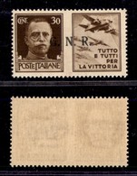 REPUBBLICA SOCIALE - 1943 - GNR Brescia - Propaganda - 30 Cent Aviazione (19/IIec) Con Punto Grosso Dopo R (pos. 42) - G - Sonstige & Ohne Zuordnung