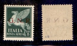 REPUBBLICA SOCIALE - 1943 - GNR Brescia - 5 Lire (123/I - Aerea) Con Leggero Decalco Oleoso (scuro) - Gomma Integra - Ce - Sonstige & Ohne Zuordnung