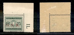 REPUBBLICA SOCIALE - 1943 - GNR Brescia - Segnatasse - 25 Cent (50/Ie) Angolo Di Foglio Con R Inclinata (pos. 10) - Gomm - Sonstige & Ohne Zuordnung
