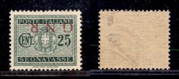 REPUBBLICA SOCIALE - 1943 - GNR Brescia - Segnatasse - 25 Cent (50/Ia) Con Soprastampa Capovolta - Gomma Integra - Ottim - Autres & Non Classés