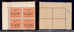 REPUBBLICA SOCIALE - 1943 - GNR Brescia - Segnatasse - 30 Cent (51/I) - Quartina Angolare Con Numero Di Tavola (273 - Po - Sonstige & Ohne Zuordnung