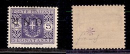 REPUBBLICA SOCIALE - 1943 - GNR Brescia - Segnatasse - 5 Lire (57/I) - Gomma Integra - Fiecchi + Cert. AG (1.250) - Sonstige & Ohne Zuordnung