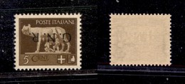 REPUBBLICA SOCIALE - 1944 - GNR Verona - 5 Cent (470a) Con Soprastampa Capovolta - Gomma Integra (130) - Autres & Non Classés