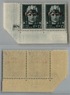 REPUBBLICA SOCIALE - 1944 - GNR Verona - 15 Cent (472) - Coppia Angolare Con Numero Di Tavola (.1174) - Gomma Integra - Sonstige & Ohne Zuordnung
