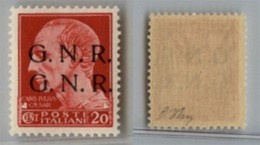 REPUBBLICA SOCIALE - 1944 - GNR Verona - 20 Cent (473b) Con Doppia Soprastampa - Gomma Integra - Oliva + Cert. AG (650) - Sonstige & Ohne Zuordnung