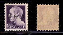 REPUBBLICA SOCIALE - 1944 - GNR Verona - 1 Lira (479a) Con Soprastampa Capovolta - Gomma Integra (130) - Sonstige & Ohne Zuordnung