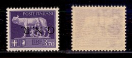 REPUBBLICA SOCIALE - 1944 - GNR Verona - 3,70 Lire (484a) Con Soprastampa Capovolta - Gomma Integra (400) - Sonstige & Ohne Zuordnung