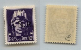 REPUBBLICA SOCIALE - 1944 - GNR Verona - 10 Lire (486ka) Con Spazio Tipografico Sulla Dentellatura (a Sinistra) - Gomma  - Sonstige & Ohne Zuordnung