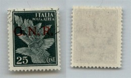 REPUBBLICA SOCIALE - 1944 - GNR Verona - 25 Cent (117 - Aerea) Usato - Cert. AG (280) - Sonstige & Ohne Zuordnung