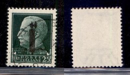 REPUBBLICA SOCIALE - 1944 - Provvisori - Firenze - 25 Cent Verde (490A) Usato - Fascio Nero Con Nastro Rotto (posizione  - Sonstige & Ohne Zuordnung